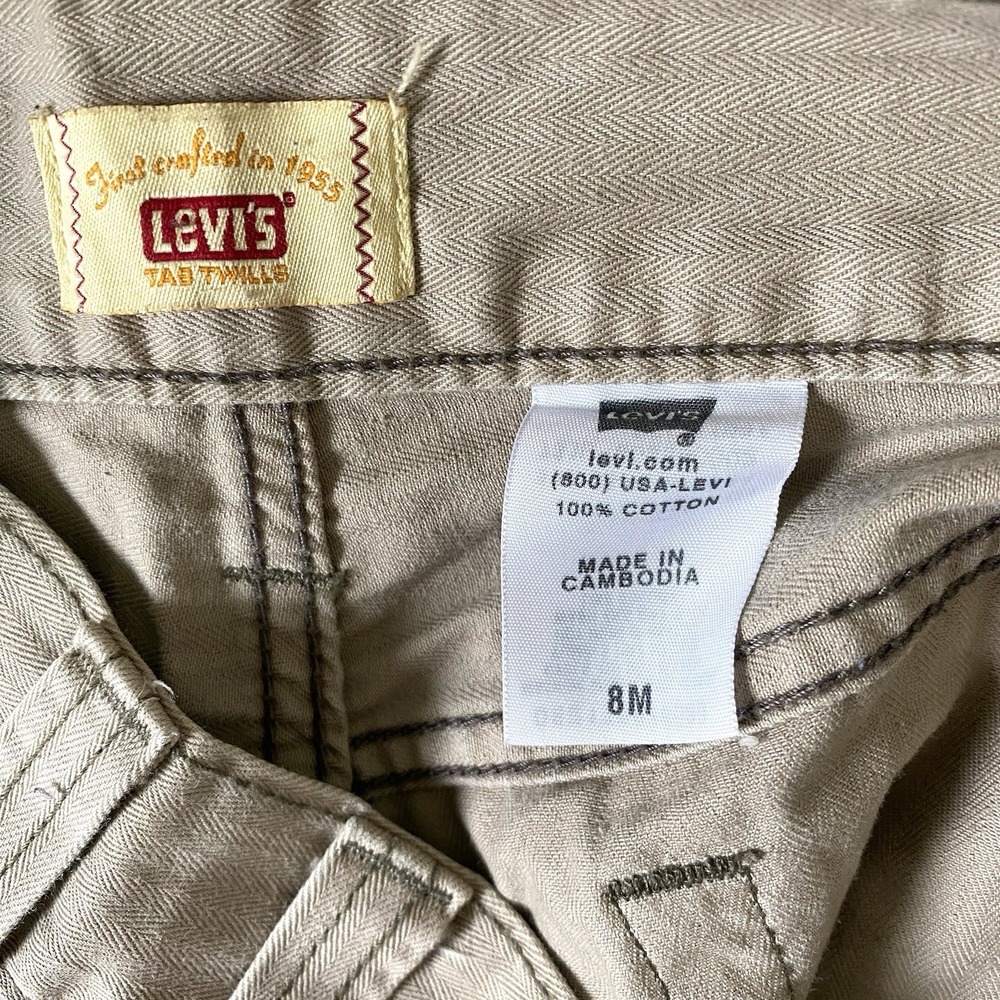 Levis Womens Tan Pants Size 8 M Herringbone Stripe Y2K Flared Slacks - Picture 8 of 8